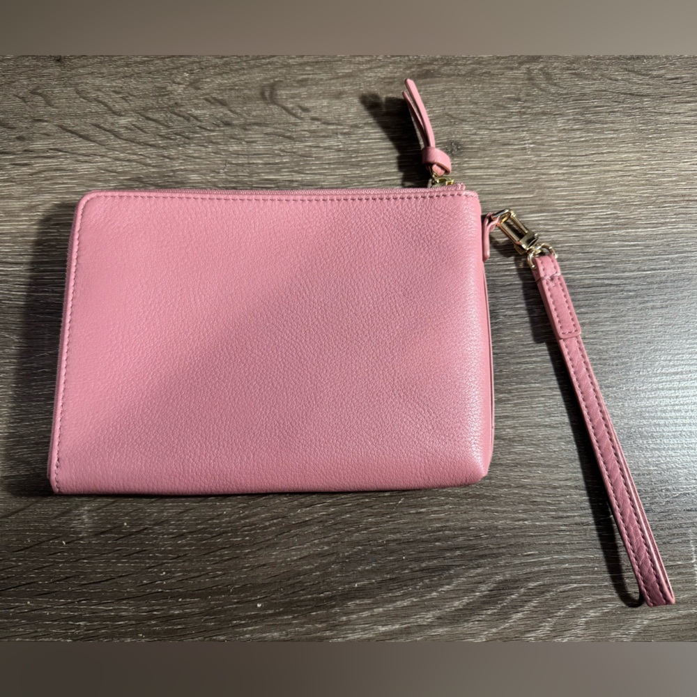 Tory Burch Pink Pebbled Leather Wristlet - Picture 2 of 4